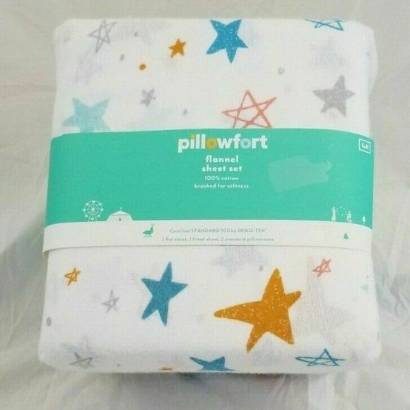 4 pc Pillowfort Stars Full Flannel Sheet Set NIP - Picture 6 of 7